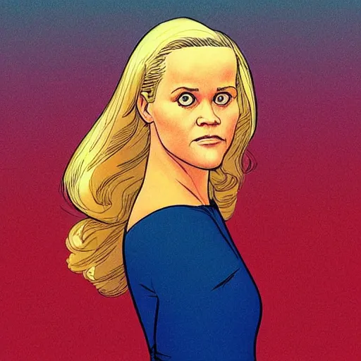 Image similar to “ reese witherspoon retro minimalist portrait by jean giraud, moebius starwatcher comic, sharp, smooth face, 8 k ”