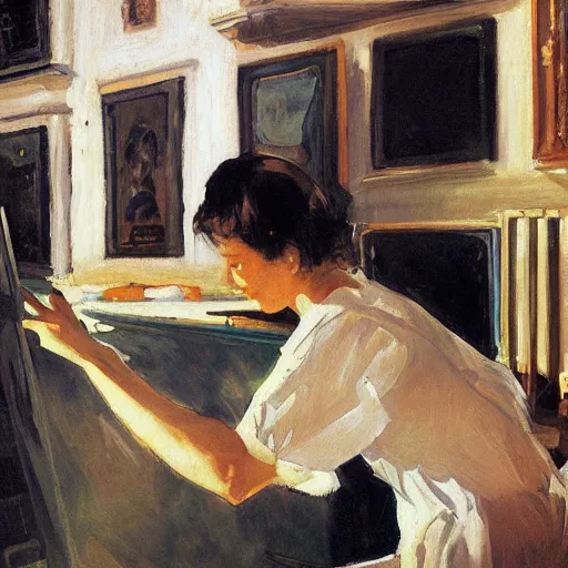 Prompt: sorolla's painting of the bioinformatician installing r packages