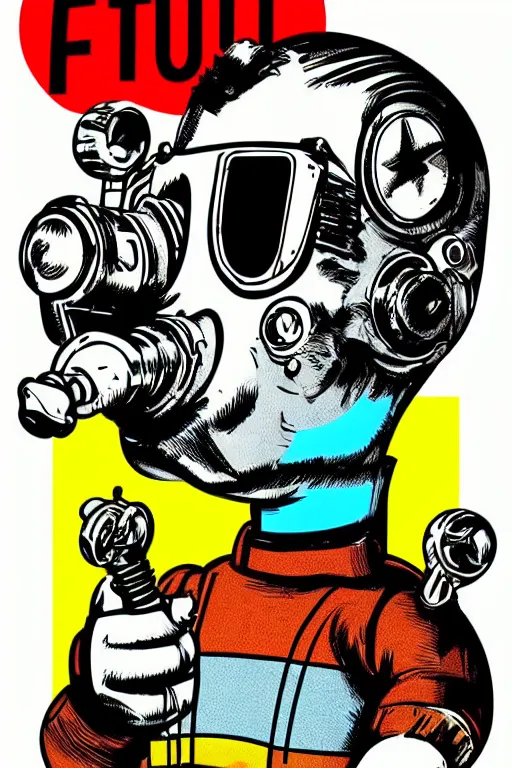 Image similar to fallout 7 6 retro futurist illustration art by butcher billy, sticker, colorful, illustration, highly detailed, simple, smooth and clean vector curves, no jagged lines, vector art, smooth andy warhol style