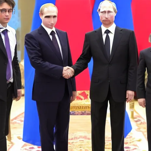 Image similar to putin teams up with a mysterious teenage putin