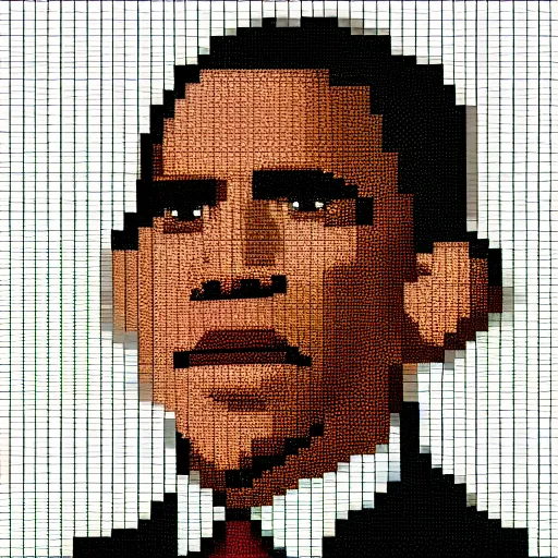 Prompt: pixel art of obama in minecraft