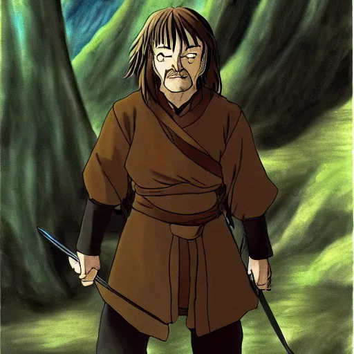 Image similar to boromir from the anime lord of the rings (1986), studio ghibli, very detailed, realistic