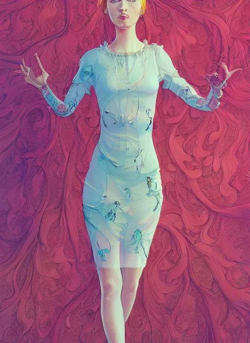 Image similar to girl with transparent dress :: by Martine Johanna and Simon Stålenhag and Chie Yoshii and wlop and Guillermo del toro :: ornate, dynamic, particulate, rich colors, elegant, centered, artstation, smooth, sharp focus, octane render, 3d