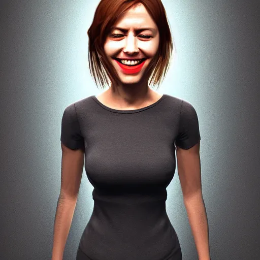Image similar to a woman that successfully escaped her internal hell and looks genuinely happy, she would fit into most social situations and be seen as a good person. hyperrealism, trending on artstation.