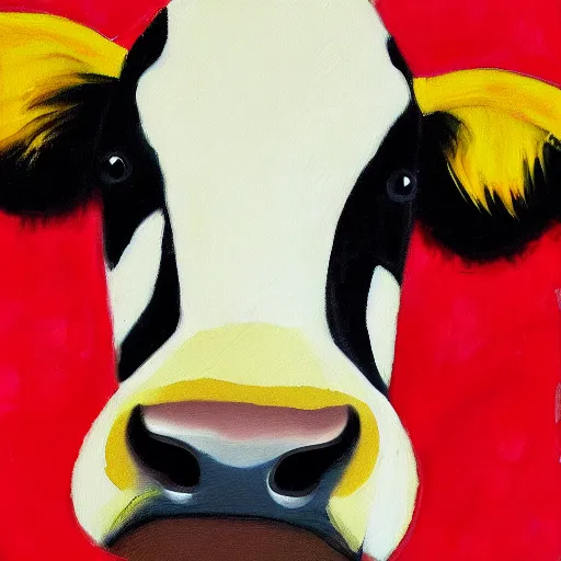 Prompt: a stylized painting of a cow looking into the camera, 4 k,