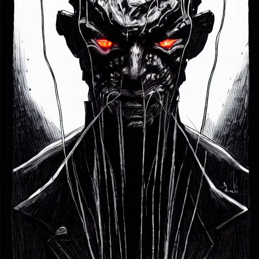 Image similar to Jerome Powell looking sinister, by Tsutomu Nihei, highly detailed