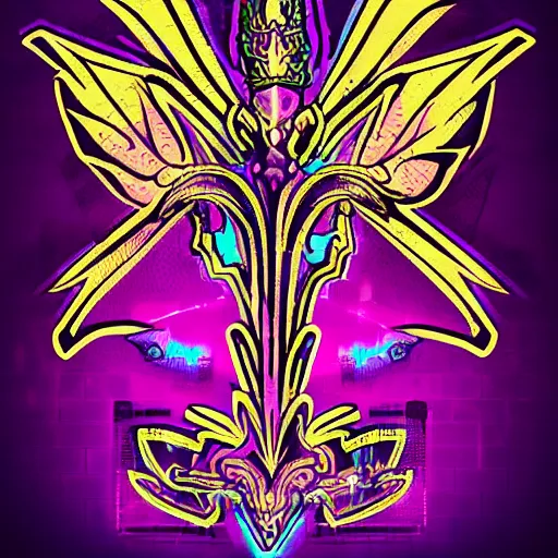 Prompt: fleur - de - lis, retrowave epic art, trending on art station