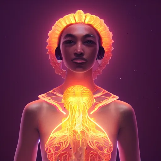 Image similar to goddess portrait. jellyfish phoenix head. intricate artwork by Tooth Wu and wlop and beeple. octane render, trending on artstation, greg rutkowski very coherent symmetrical artwork. cinematic, hyper realism, high detail, octane render, 8k