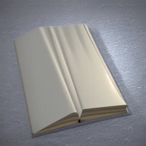 Image similar to 3 d images of cream colored hard cover books falling with a white backdrop. ultra - realistic.