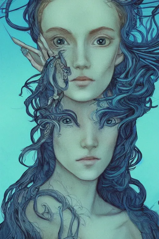 Image similar to portrait of beautiful gazellefolk princess, in the style of Greg Broadmore and Arthur Rackham,trending on artstation, light lighting side view,digital art,surrealism ,macro,blueprint ,vaporwave ,