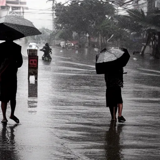 Prompt: rain season in saigon, old photos