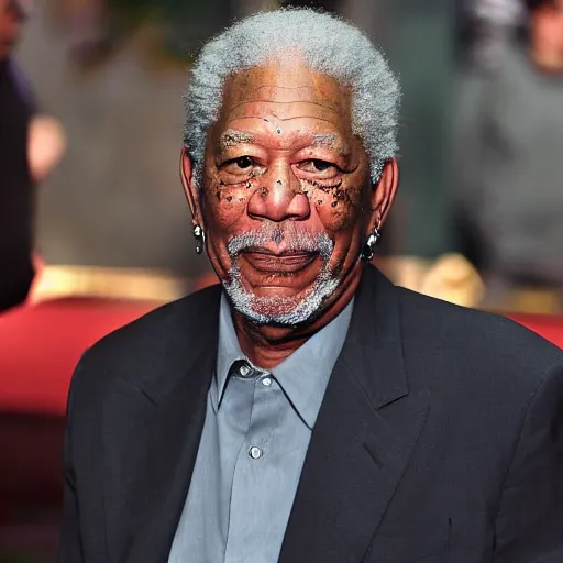 Image similar to morgan freeman powers up to super saiyan