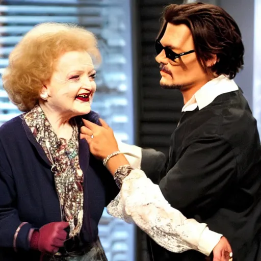 Prompt: johnny depp beating up betty white