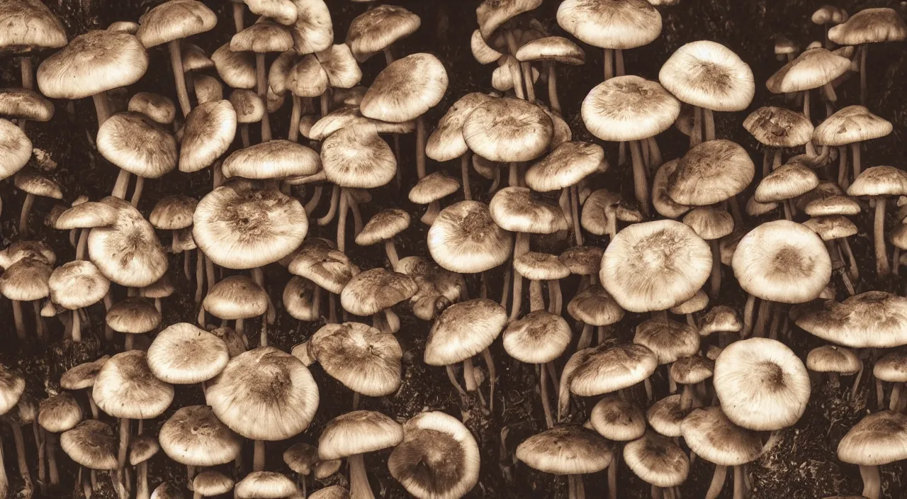 Image similar to photo of mushrooms city ultra realistic, highly detailed, sharp focus, cinematic lighting, mood lighting, realistic, vivid colors, painting, photorealistic, digital art, non blurry, sharp, smooth, illustration