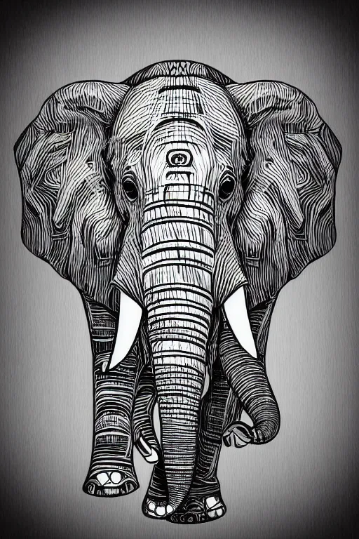 Illustration artistiques  tribal style elephant with ethic flair