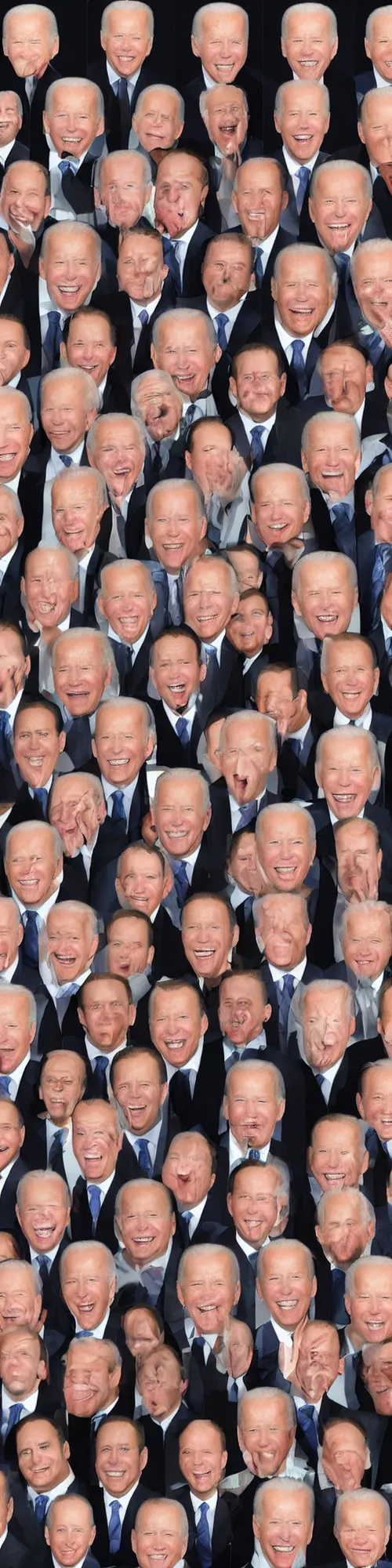 Image similar to a vertical stack of joe biden faces, detailed photograph