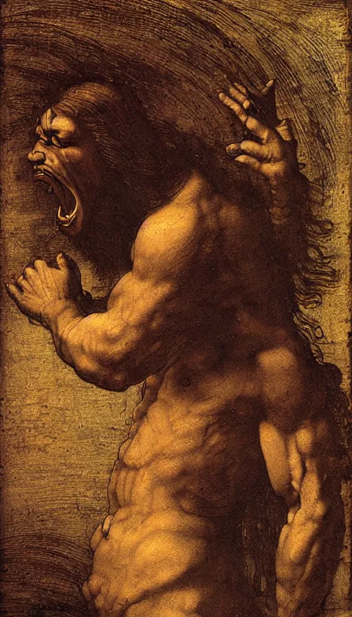 Prompt: rage, by leonardo da vinci