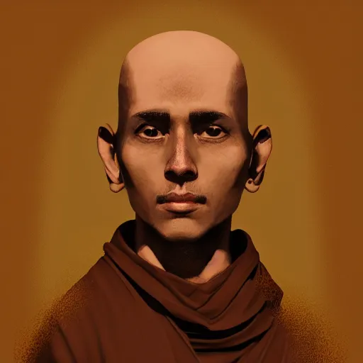 Image similar to portait of a monk, in the style of Ben Bauchau, artstation