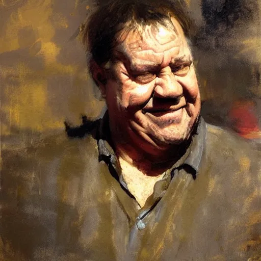 Prompt: portrait of an emotional fred flintstone by jeremy mann, anders zorn.