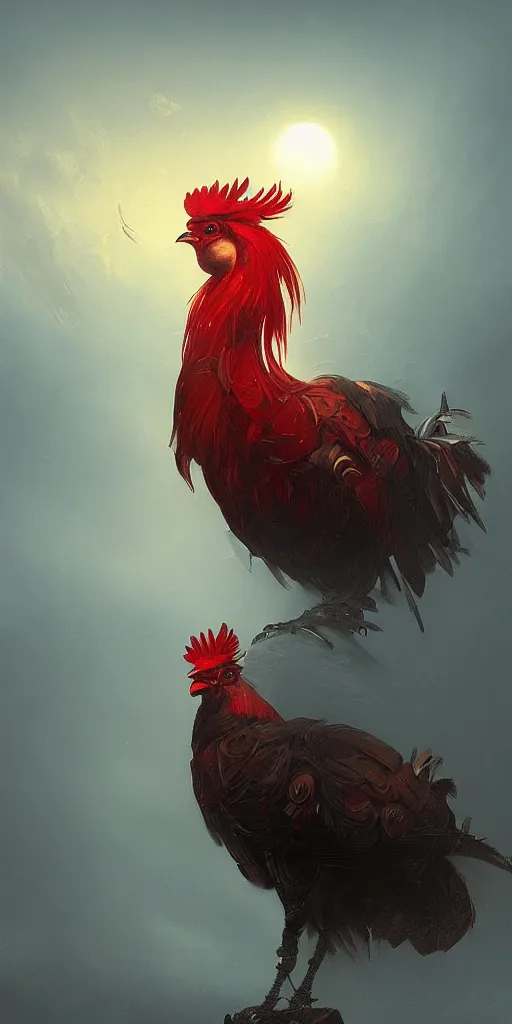 Image similar to cyberpunk rooster, digital painting, by ivan aivazovsky