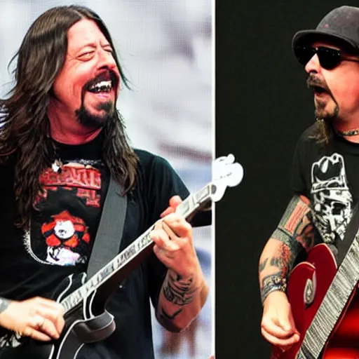 Prompt: dave grohl smashing kid rock