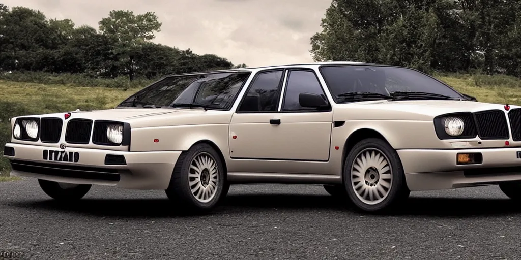 Image similar to “Lancia delta intégrale if it were made in the 2010s, highly detailed, 4K”