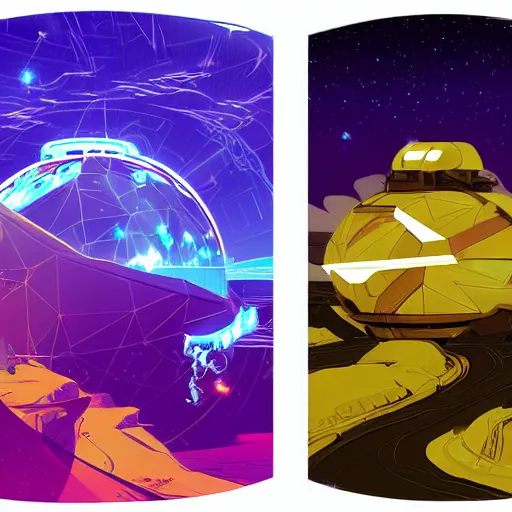 Image similar to vector art of galaxys with nebula epic lighting painting stylized digital illustration video game icon global illumination ray tracing in borderlands by victo ngai, andreas rocha, john harris and feng zhu and loish and laurie greasley