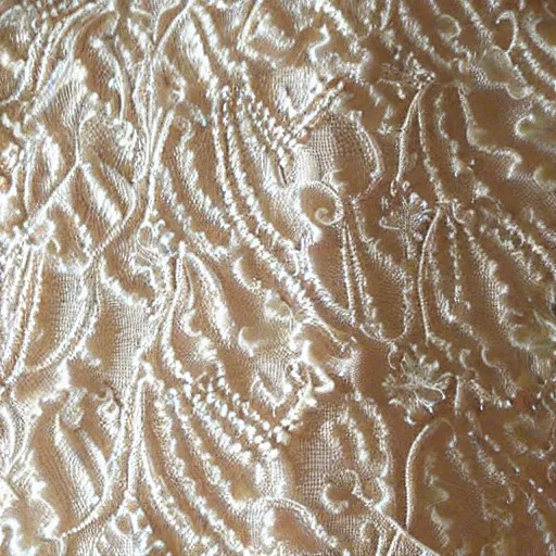 Prompt: close up photograph of smocked fabric, intricate smocking pattern, fabric manipulation, intricate detailing, beading