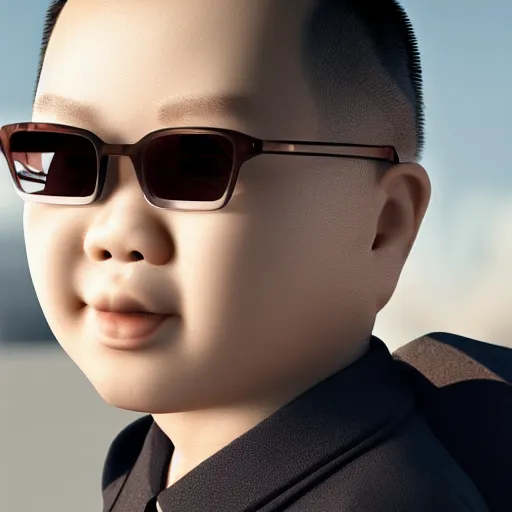 Image similar to chinese boy wearing shades, octane render