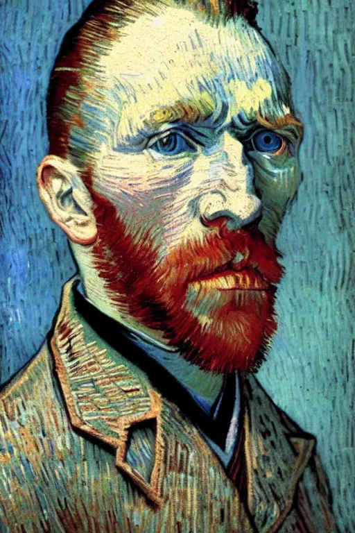 Image similar to an autochrome realistic, supersharp, photographic portrait of vincent van gogh, by thomas russel shallow depth of field