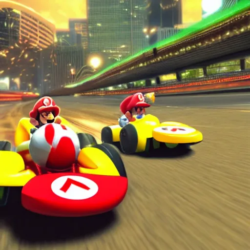 Prompt: Mario Kart in need for speed