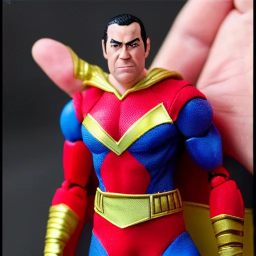 Image similar to hand painted action figure of shazam, realistic,