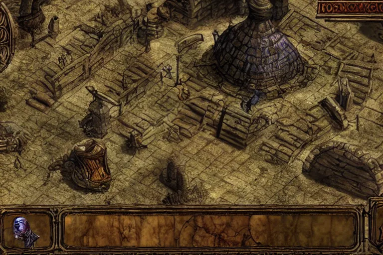 Image similar to Planescape Torment screenshot, the smoldering corpse bar