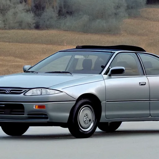 Prompt: grey toyota camry 1 9 9 9 flying in the sky