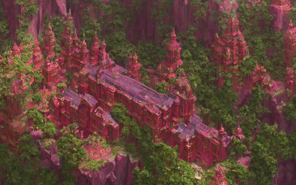 Image similar to a beautiful fractal ruby palace by Julius Horsthuis and Lee Madgwick, 4k resolution, detailed, trending on artstation