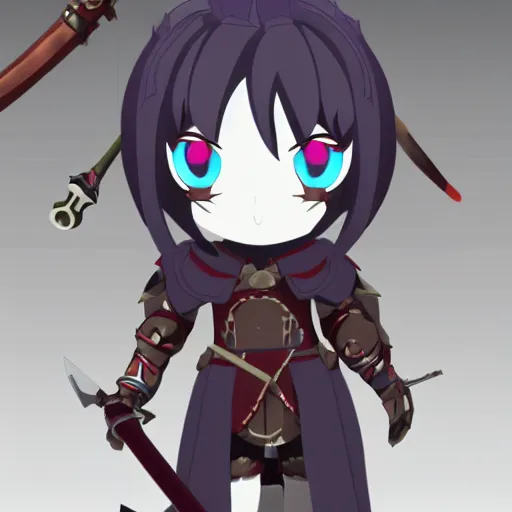 Prompt: cute fumo plush of a sword wielding paladin, shadow armor, monster girl, stylized cel shading, vray