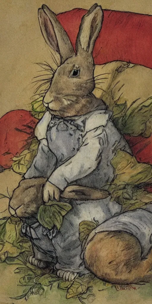 Image similar to a rabbit in the style of carl larsson