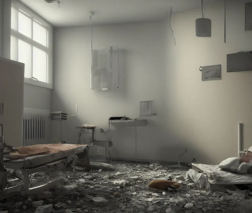 Prompt: Abandoned hospital room, octane render, artstation trending, highly detailded