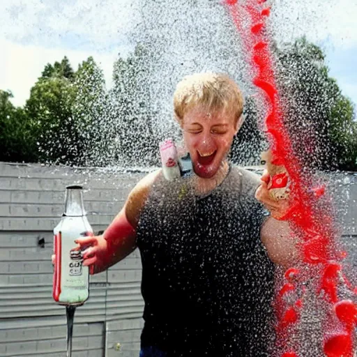 Image similar to a giant diet coke and mentos eruption with fizzy cola