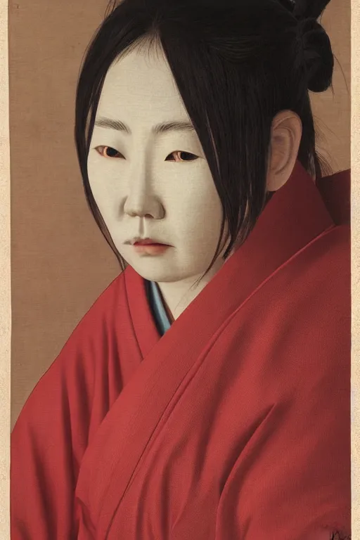 Prompt: native japanese woman with partially masked face, highly realistic, moody lighting, by wang neng jun