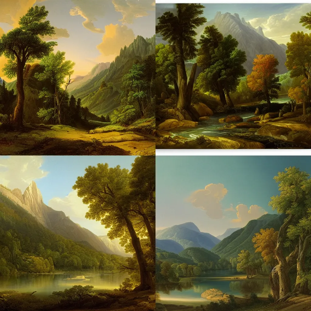 Prompt: forested mountains by Asher Brown Durand