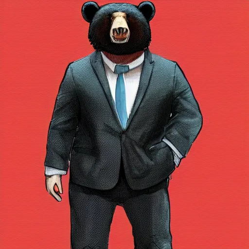 Image similar to profile picture of gambling bear with suit from wall street, concept art, lofi