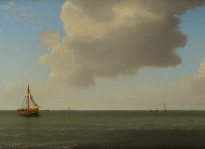 Prompt: waddenzee, the netherlands as the background in the style of hudson river school of art, oil on canvas