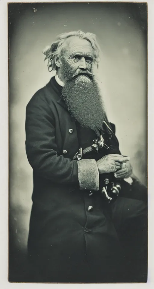 Prompt: a Silver bromide photograph of a grizzled old sea captain, environmental portrait