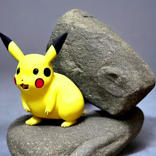 Image similar to Pikachu Sculpture made out of stone