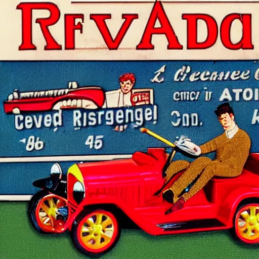 Prompt: Archie Andrews driving a red Ford Model T, realistic photo, highly detailed