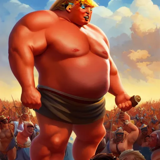 Prompt: donald trump as chubby hercules, ben hur, loftis, cory behance hd by jesper ejsing, by rhads, makoto shinkai and lois van baarle, ilya kuvshinov, rossdraws global illumination