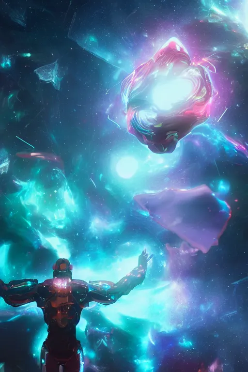 Prompt: galaxy bender experiencing the quantum field, elevated consciousness, beautiful astrological neural network, matte painting comic book art, realistic, trending on artstation, sharp focus, depth of field, cinematic composition, physics splashes of colors, octane render, unreal engine