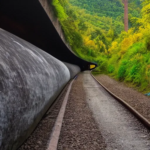 Prompt: a tunnel going through the mountains