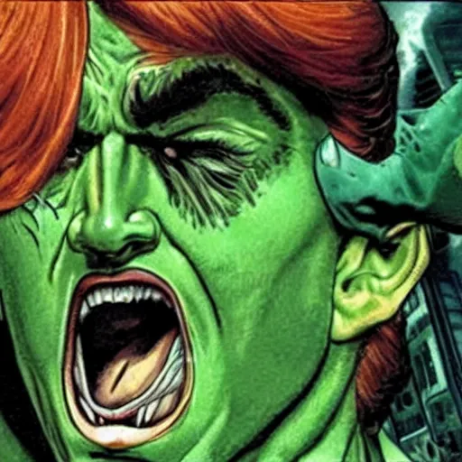 Image similar to Nicolas Cage as the Green Goblin